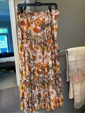 Zac & Rachel Floral Maxi Skirt in Pink, Orange & Green